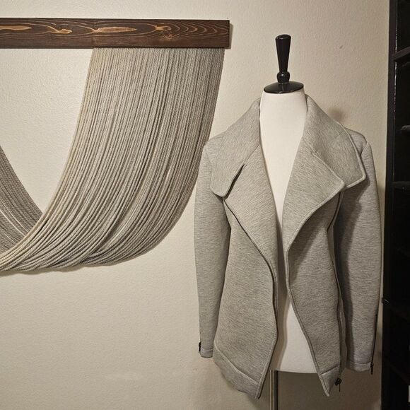 Leith Asymmetrical Zip Up Scuba Collared Jacket Sz XS - Picture 4 of 6